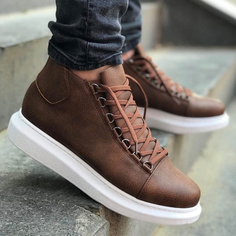 MEN HIGH SNEAKERS BROWN